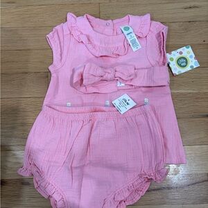 NWT Little Me pink baby girl set Floral Flowers Spring Outfit Size 12 months